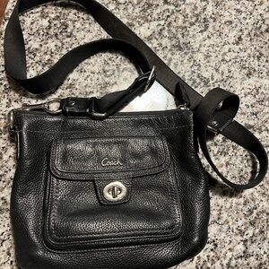 Coach Pebbled Black Leather Crossbody Bag